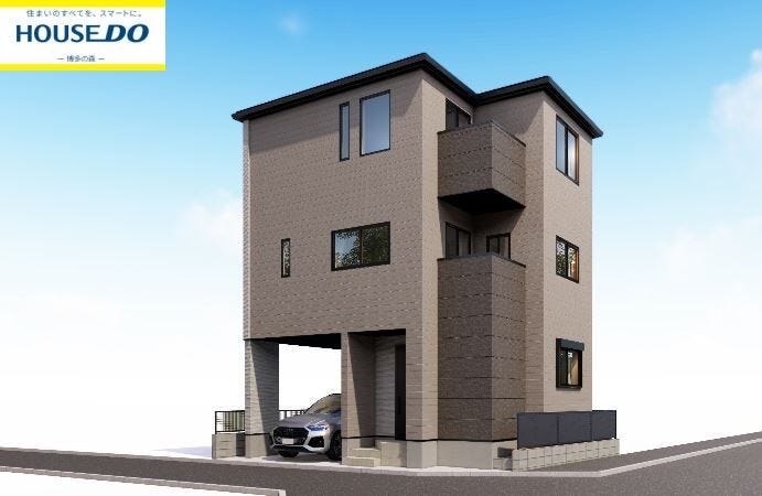 【外観】
完成イメージです♪
2026年3月完成予定
◎大濠公園駅まで徒歩約14分
◎角地!ビルトインガレージ付き♪