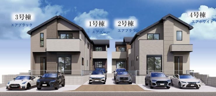 【外観】
完成イメージです♪
2026年5月完成予定
◎小学校徒歩約2分
◎2台並列駐車可!
◎広々ランドリールーム♪