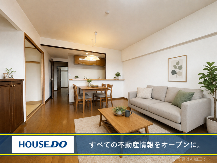 【コーポランド青山】4LDK♪最上階♪カウンターキッチン♪宅配ボックス♪小学校まで徒歩約3分♪※写真はAI加工です。家具や荷物を除去後、リフォームや家具配置をされた場合のイメージになります。