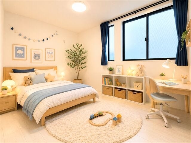 子どもの好きな色や柄、デザインを取り入れることで
居心地の良い空間にできちゃいます◎
