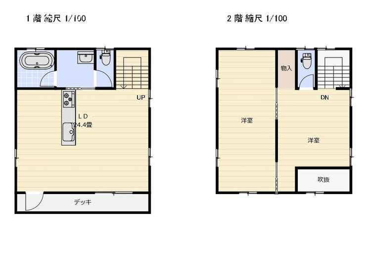 【間取り】
2階の洋室は扉が2か所あり、間仕切り設置で2部屋へのリフォームも出来ます!