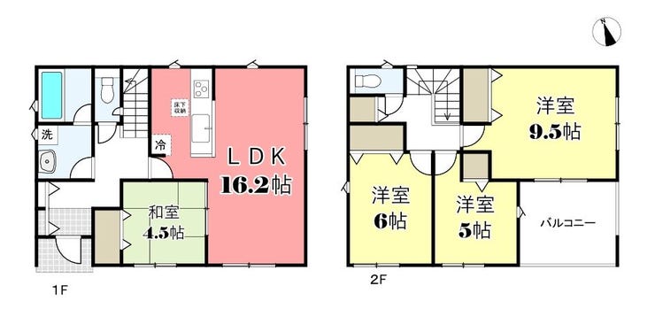 【間取り】
土地面積/145.30㎡(43.95坪)
建物面積/97.59㎡(29.52坪)