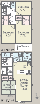 【間取り】
1号棟 LDK15.8帖+和室4.5帖でゆとりある家族の憩いの 場に♪水廻りも隣接しているので,家事効率の上がる間取りです♪