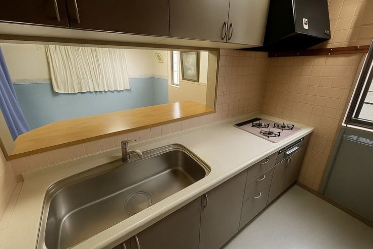 【Kitchen】※居住中につき、写真内の家具・荷物はCG処理にて消去しております。実際とは異なる場合がございますので、現況を優先とさせていただきます。