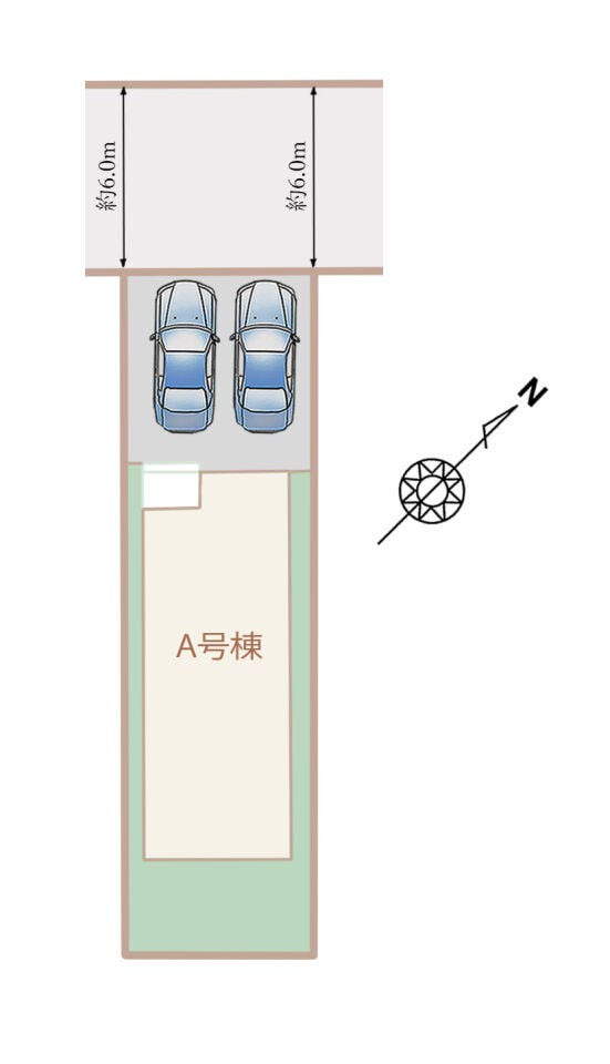 【区画図】
本物件は全1区画中のA号棟です!
並列2台の駐車が可能で、来客時にも安心です♪
前面道路が広く、車の出し入れがしやすい快適な区画で、日々の暮らしがよりスムーズになります!