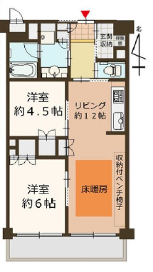 【間取り】
セントアージュ奈良 2LDK(シニア向けマンション)
