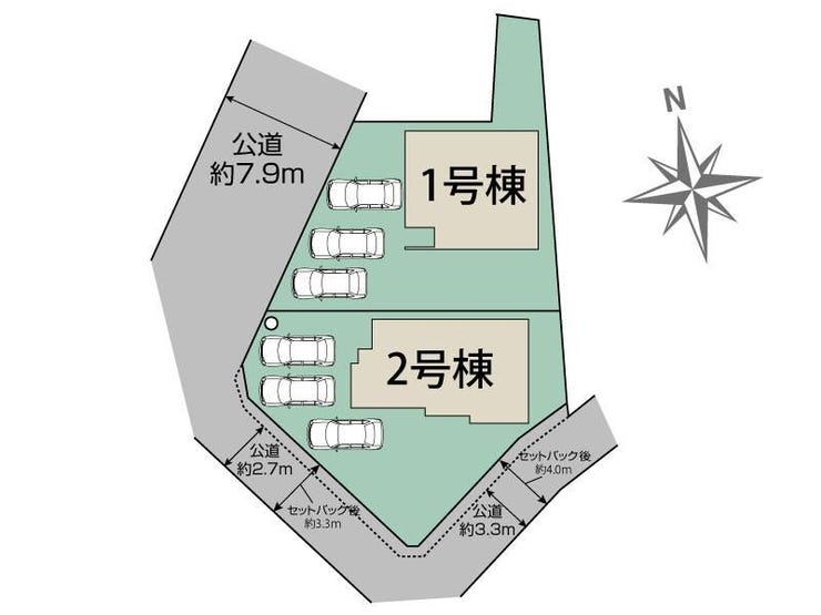 【区画図】
本物件は全2区画中の2号棟です!
並列3台の駐車が可能で、来客時にも安心です♪
前面道路が広く、車の出し入れがしやすい快適な区画で、日々の暮らしがよりスムーズになります!