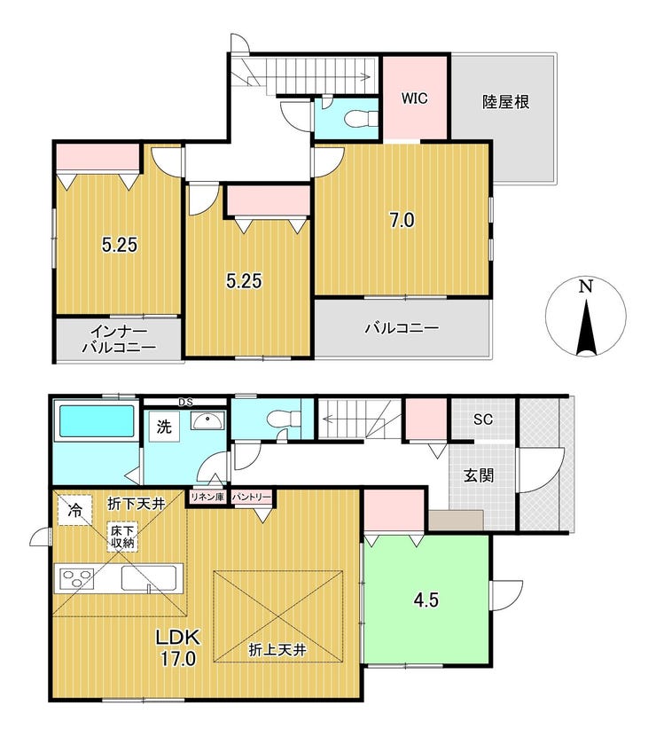 【間取り】
☆4LDK☆
土地面積:154.21㎡、建物面積:101.43㎡