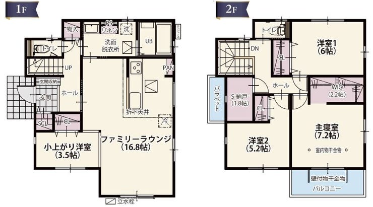 【間取り】
日々の動きやすさと収納の多さにこだわりました。実際に住んでみると、その便利さをきっと感じていただけると思います。