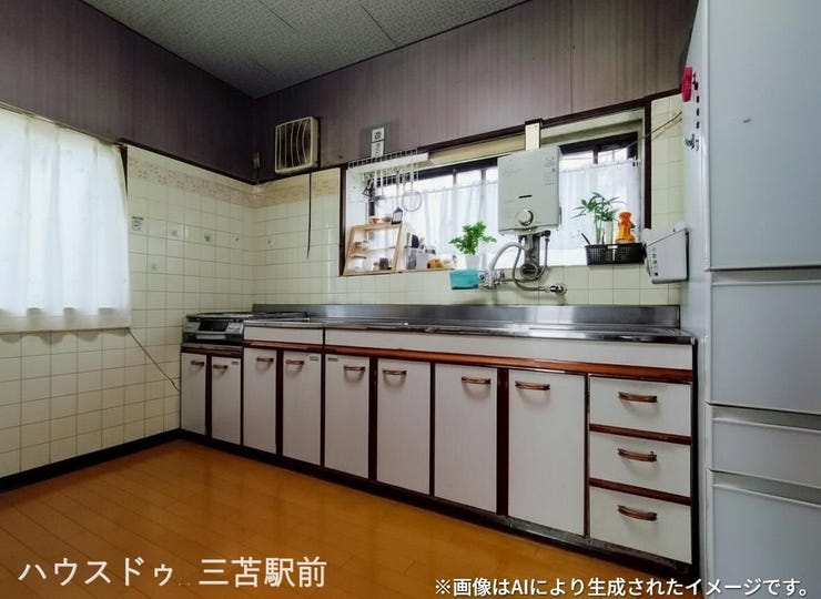 ※AIにて家具消しイメージ生成。現況を優先いたします。
窓が多く明るいキッチン。