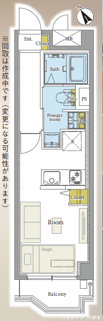 【間取り】
コンパクトで使いやすいワンルーム