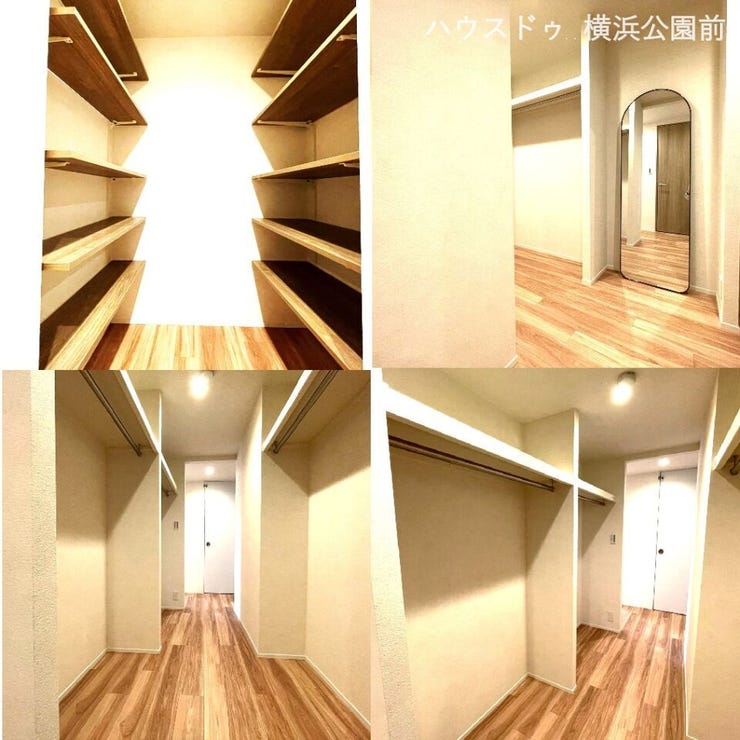 ウォークスルークロゼットを設置しております。ハンガーバー、棚ともに十分なスペースを確保している上、姿見も設置しております。