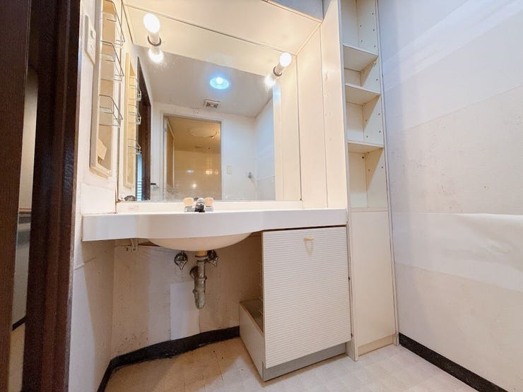 洗面室の収納スペースには身支度時の備品や洗濯用品などをしまっておけます。