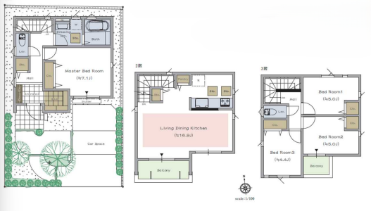 【間取り】
南側道路に面し陽当り良好な住まい。4LDK+SICで収納も充実し、リビング中心の使いやすい動線設計が魅力です。