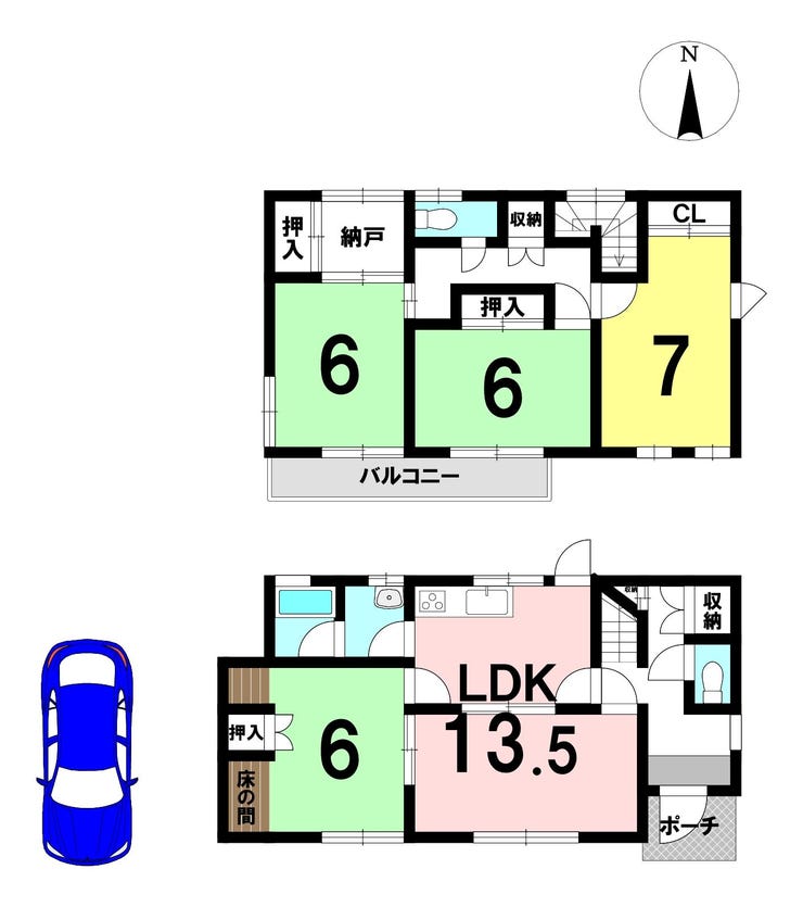 【間取り】
4LDKの間取り
駐車1台可能