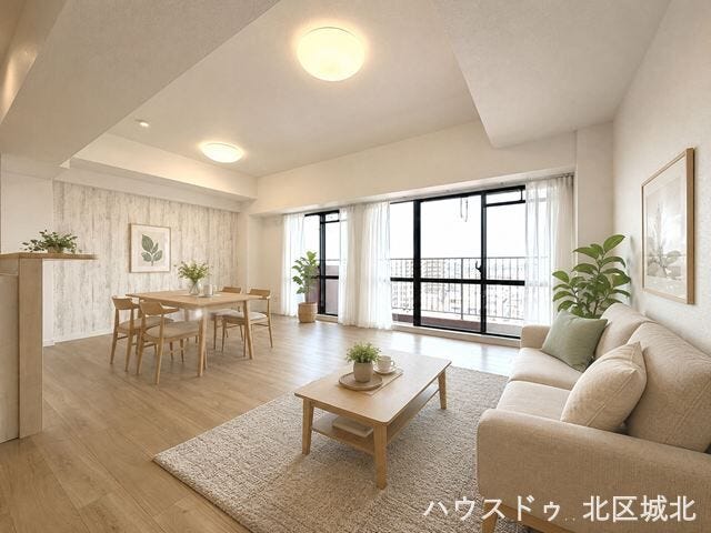 内装やディスプレイを自分たちらしくこだわれば、リビングが家族の愛着のある空間になりますね。
※実際の写真に家具をCG合成したものです。
(家具等は販売に含まれておりません)
