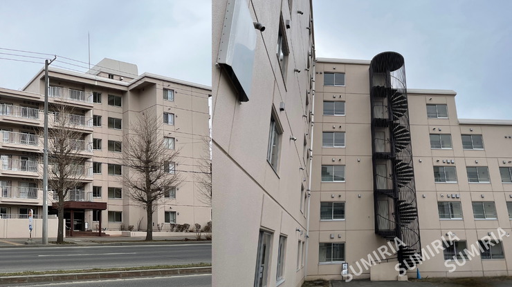 【外観】
重厚感あるRC造の外観。手入れされた共用部分と落ち着いた街並みに調和したデザインが魅力。