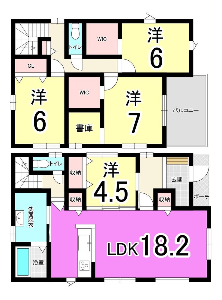 【間取り】
【小学校まで徒歩10分圏内】若松区上原町の新築戸建て♪小石小・向洋中学校♪都市ガス♪閑静な住宅街♪