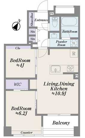 【間取り】
南東向きにつき、陽当たり良好!床暖房付きのLDで寒い冬も安心です♪