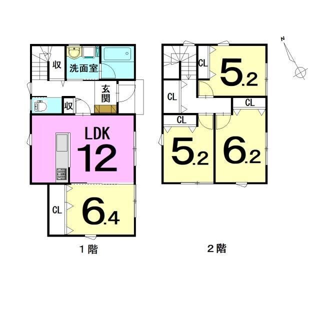 【間取り】
リビング横の居室にはクローゼットを完備。収納力があり、生活空間をすっきり保てます。