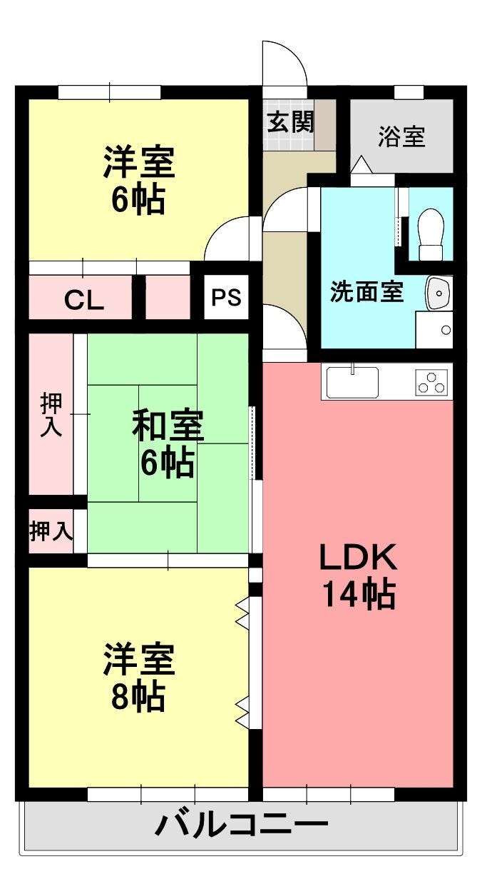 【間取り】
3LDKの間取り。83.52m(25.26坪)