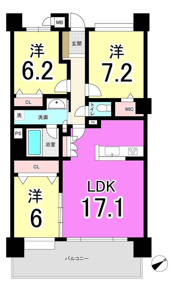 【間取り】
【2026年6月リフォーム】ウォークインクローゼット♪ペット相談可♪エレベーター♪全居室収納♪