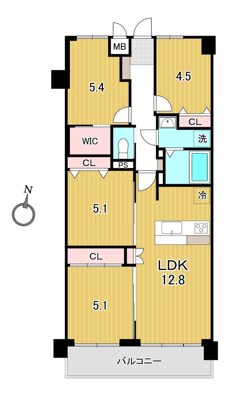 【間取り】
☆リフォーム済4LDK+全居室収納スペース☆
専有面積75.00㎡・バルコニー面積9.00㎡