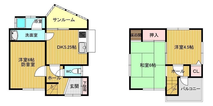 【間取り】
3DKにサンルーム付きの間取り♪
防音室もありますよ♪
※間取りと現況が異なる場合は現況を優先します