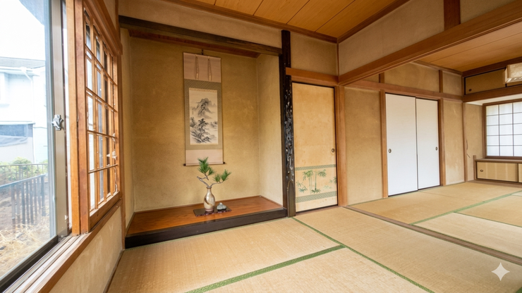 1階4.5帖の床の間付きの和室となります 南側・西側からの採光も取れています