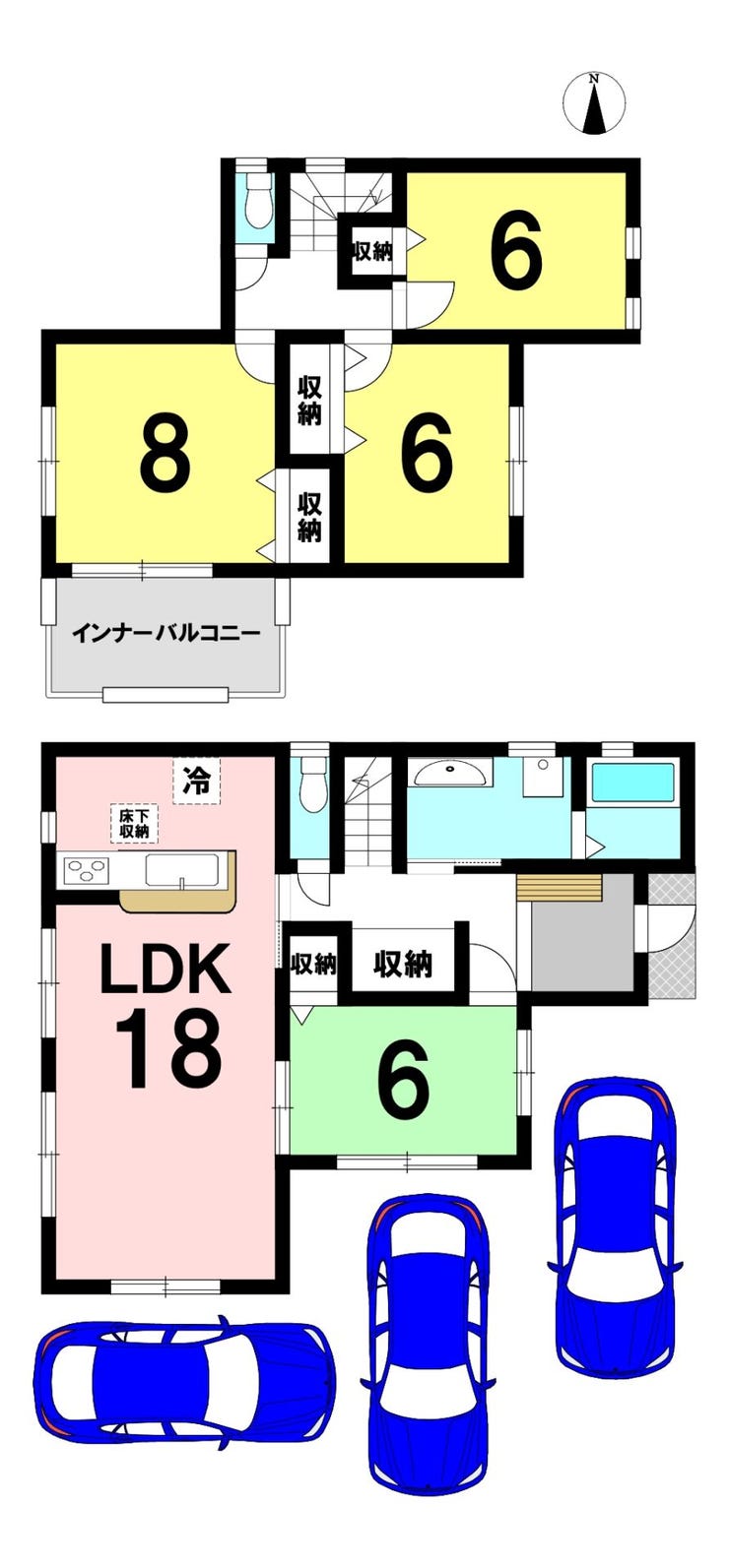 【間取り】
4LDKの間取り
3駐車台可能