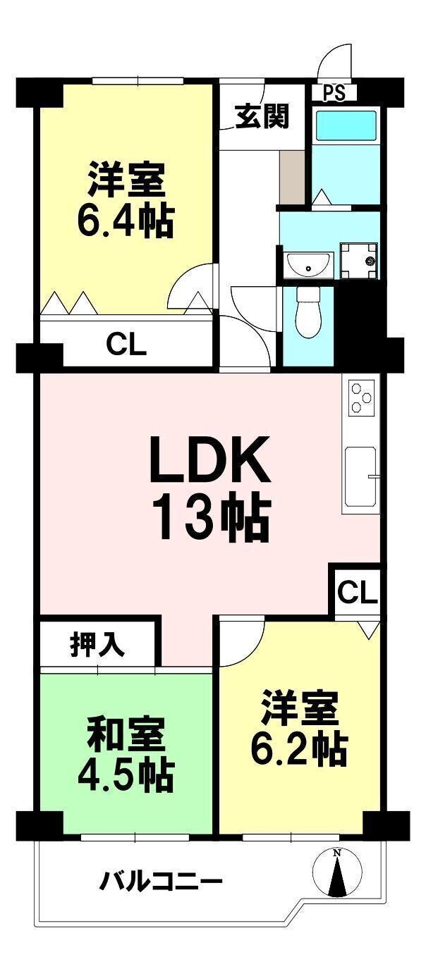 【間取り】
LDKが真ん中に位置する間取りで、家族のコミュニケーションが増えそうです♪最上階南向きで日当たり・通風良好♪