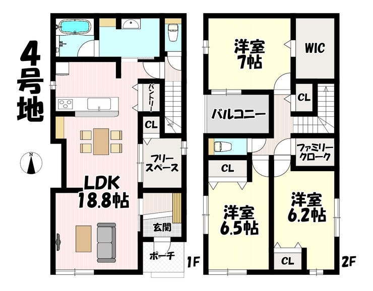 【間取り】
3LDK+S♪リビング18.8帖♪
