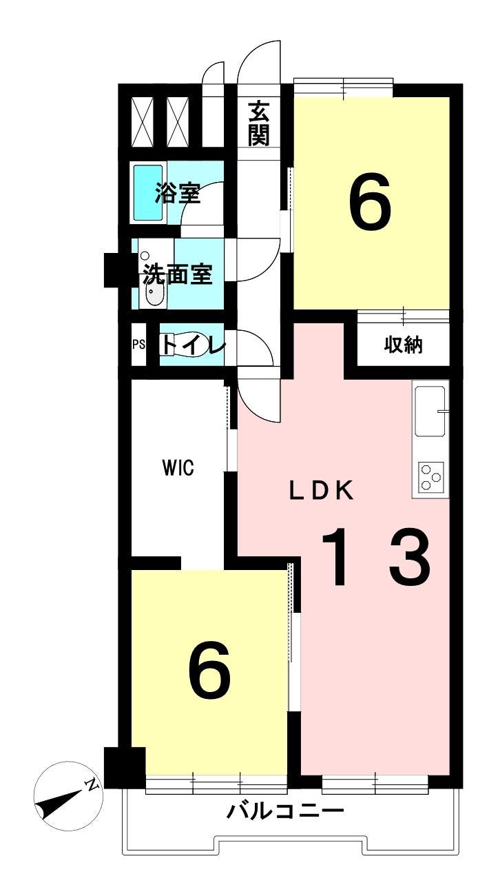 【間取り】
各居室6帖以上!ウォークインクローゼットがあり収納スペース充実のお部屋です。