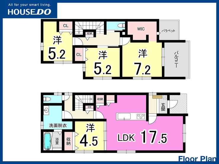【間取り】
八幡西区若葉新築戸建♪24時間換気システム♪都市ガス♪駐車スペース3台可♪モニタ付インターホン♪