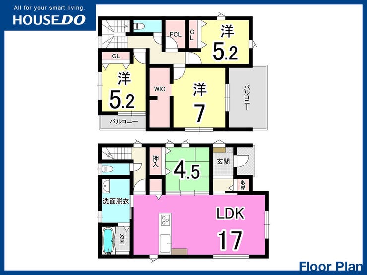 【間取り】
八幡西区若葉新築戸建♪24時間換気システム♪都市ガス♪駐車スペース3台可♪モニタ付インターホン♪
