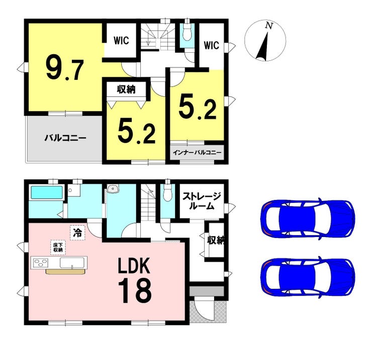 【間取り】
3LDKの間取り
駐車2台可能