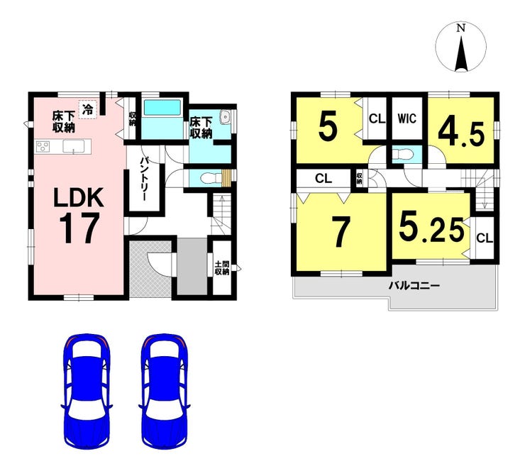 【間取り】
4LDKの間取り
駐車2台可能