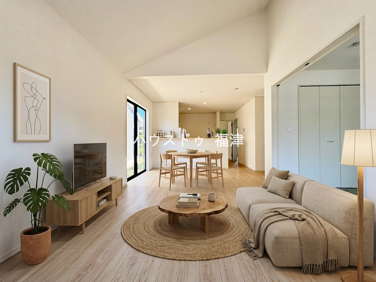 【リビング】
安心のオール電化×平屋住宅!
老後の生活も安心です。
※家具はCGで配置しております。
《福津市津屋崎3丁目 新築戸建》