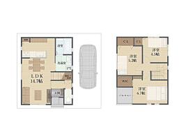 【間取り図】
・浴室暖房乾燥機付き♪
・食器洗浄乾燥機付き♪
・ウオークインクローゼットあり♪
・長く暮らしやすい２階建て♪