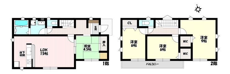 【間取り】
4LDK♪全室南向きで日当たり良好♪客間やキッズスペースにもなるLDK併設和室あり♪便利な2WAYバルコニー♪