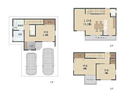 【間取り図】
・南南側道路♪３ＬＤＫ♪
・食器洗浄乾燥機・浴室暖房乾燥機　　　　
　など室内設備充実！
・家族の会話が増える
　カウンターキッチン＆リビング階段♪
