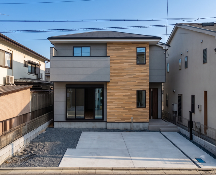 【Exterior】落ち着きのあるシンプルな外観で、長く愛せる住まいに仕上がっています。