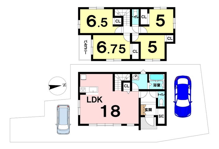 【間取り】
土地面積124.38㎡/建物面積97.29㎡/4LDK/7月下旬完成予定