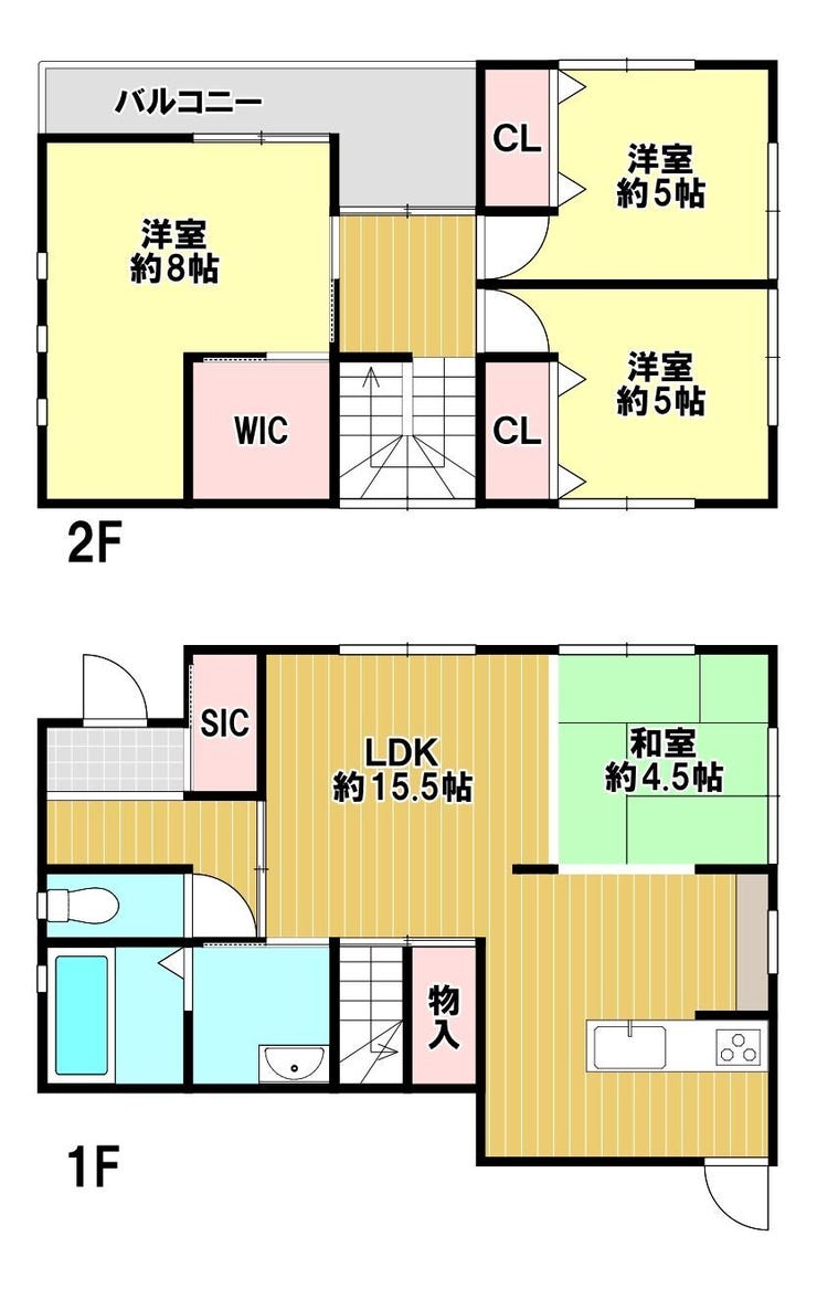 【間取り】
全室二面採光で心地よい陽射しや風を感じることができる間取りとなっております♪