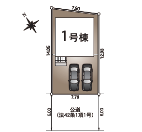 車2台を並列で停められる、ゆとりある駐車スペースを確保!