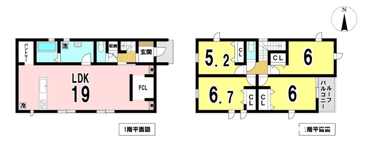 【間取り】
土地面積:184.20㎡/55.72坪
延床面積:95.24㎡/28.81坪