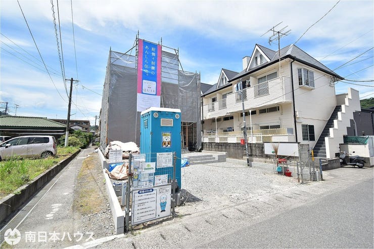 田上５丁目 新築戸建 【外観】令和8年6月13日　撮影
建築中ですが現地のご案内後に同仕様の建物室内のご見学が可能です♪