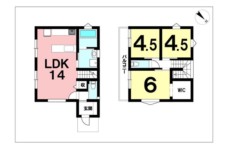 【間取り】
3LDK+WIC【建物面積72.04㎡(21.79坪)】
西陵小学校まで徒歩7分!