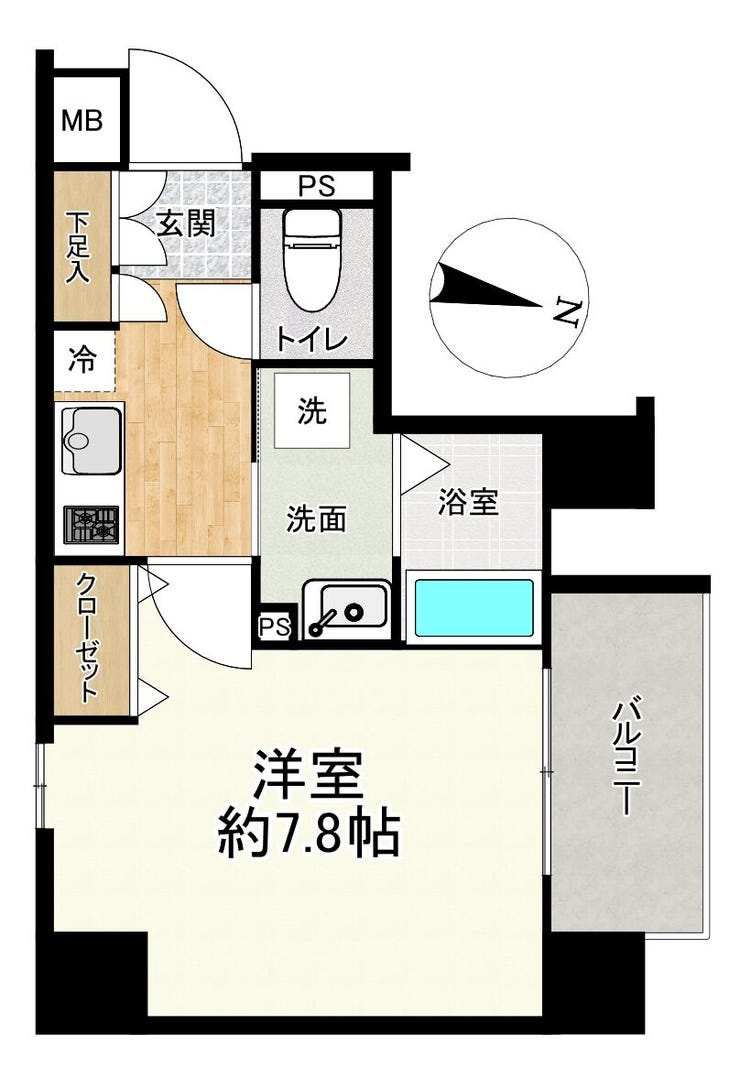 【間取り】
■室内設備や防犯設備が充実した1K
心地よく機能的に暮らしていただくための先進設備が充実!
