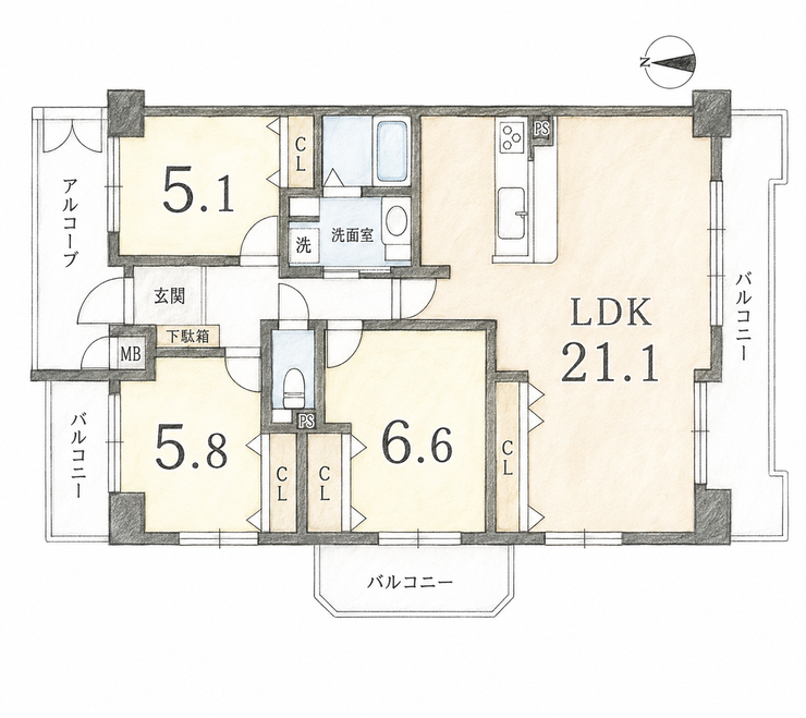 【間取り】
【間取図面】家族でゆったりくつろげる広々としたLDK。プライバシーを保てるそれぞれの居室空間。家事導線に長けた水回り。実際に見ることでより体感できます♪お客様に合った間取りのご提案を致します♪